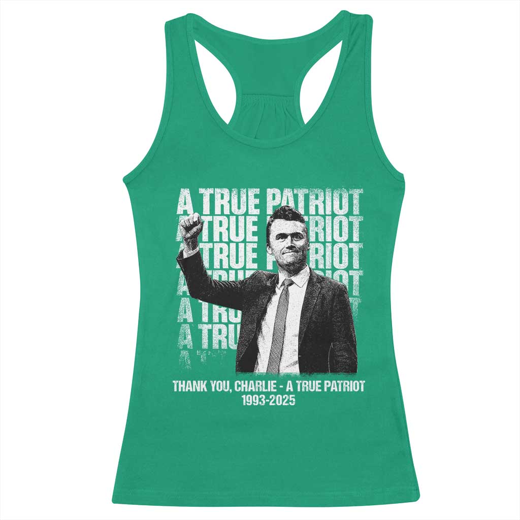 Charlie Kirk Freedom Racerback Tank Top Vintage A True Patriot Patriotic American - Wonder Print Shop