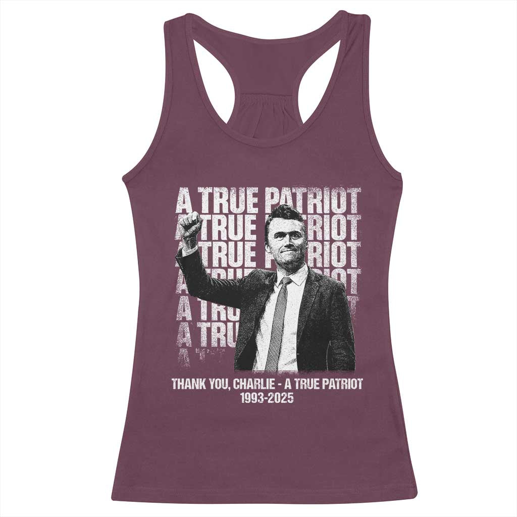 Charlie Kirk Freedom Racerback Tank Top Vintage A True Patriot Patriotic American - Wonder Print Shop