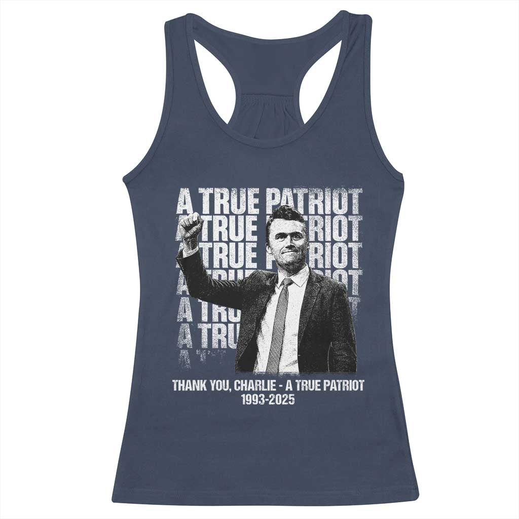 Charlie Kirk Freedom Racerback Tank Top Vintage A True Patriot Patriotic American - Wonder Print Shop