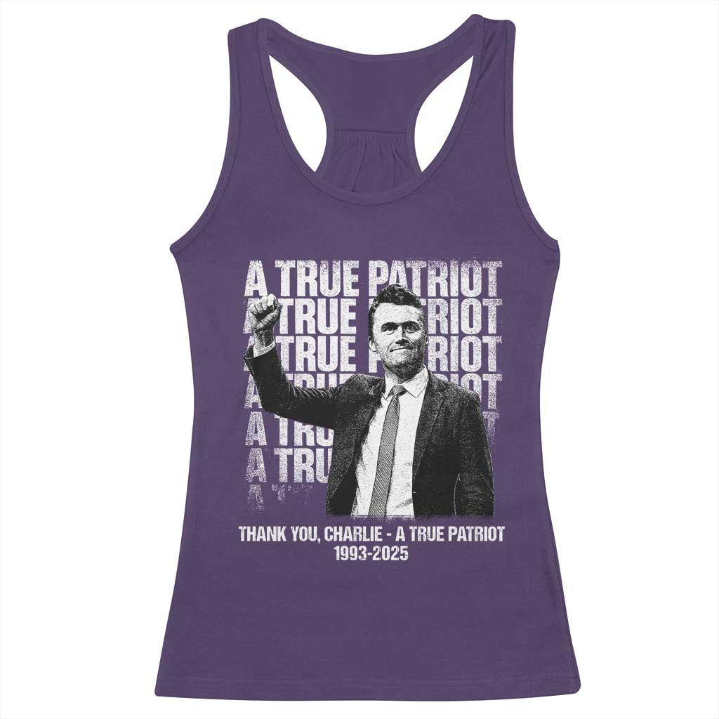 Charlie Kirk Freedom Racerback Tank Top Vintage A True Patriot Patriotic American - Wonder Print Shop