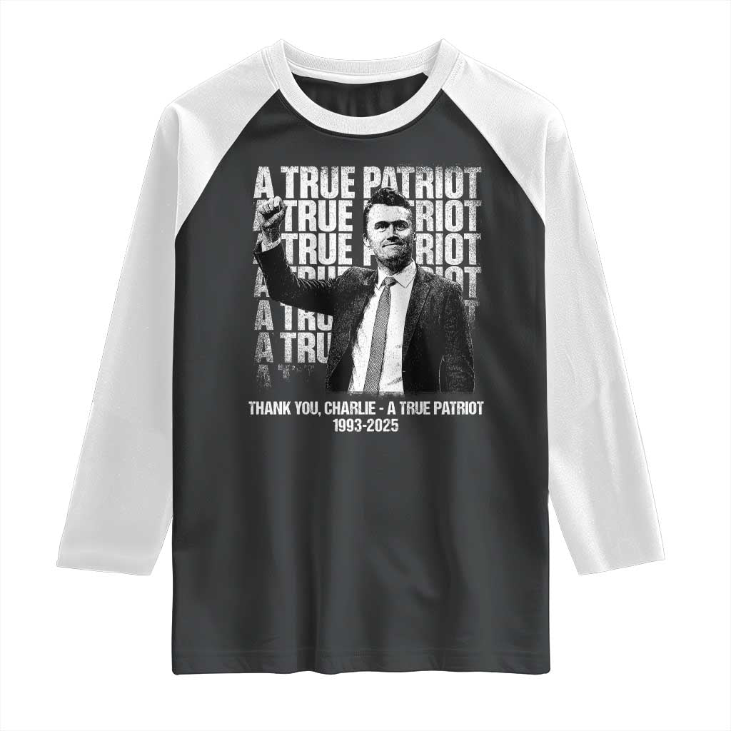Charlie Kirk Freedom Raglan Shirt Vintage A True Patriot Patriotic American - Wonder Print Shop