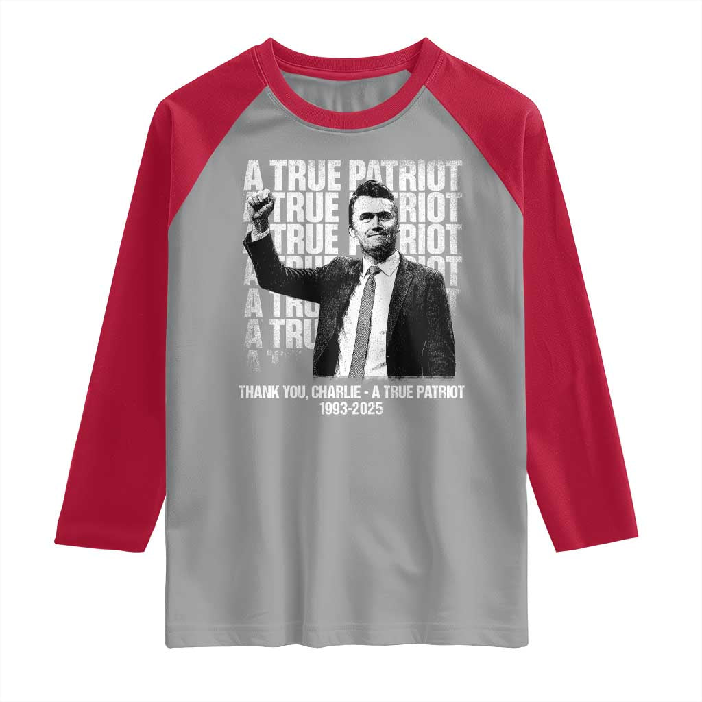 Charlie Kirk Freedom Raglan Shirt Vintage A True Patriot Patriotic American - Wonder Print Shop