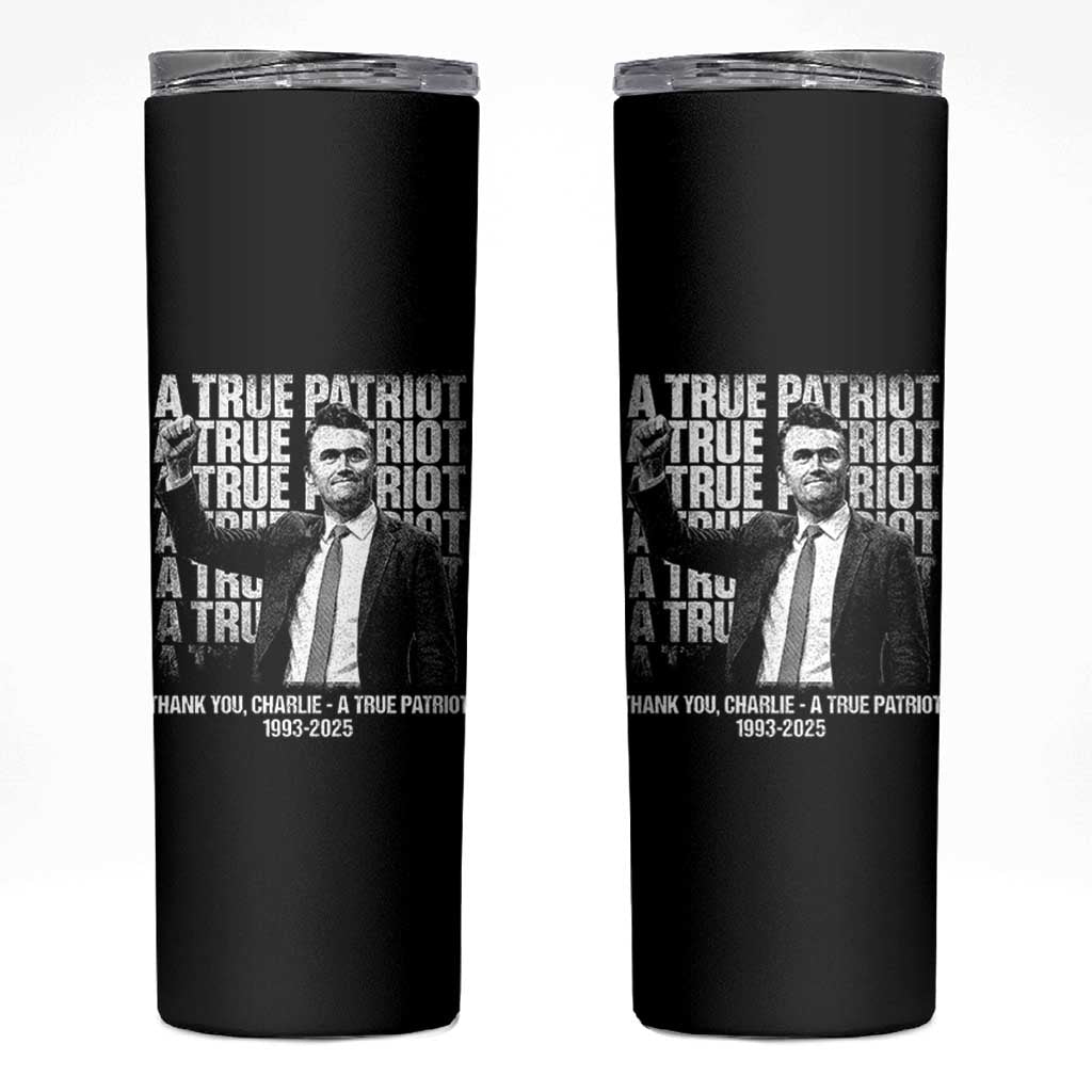 Charlie Kirk Freedom Skinny Tumbler Vintage A True Patriot Patriotic American - Wonder Print Shop