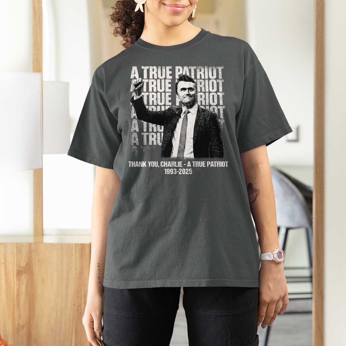 Charlie Kirk Freedom T Shirt For Women Vintage A True Patriot Patriotic American - Wonder Print Shop