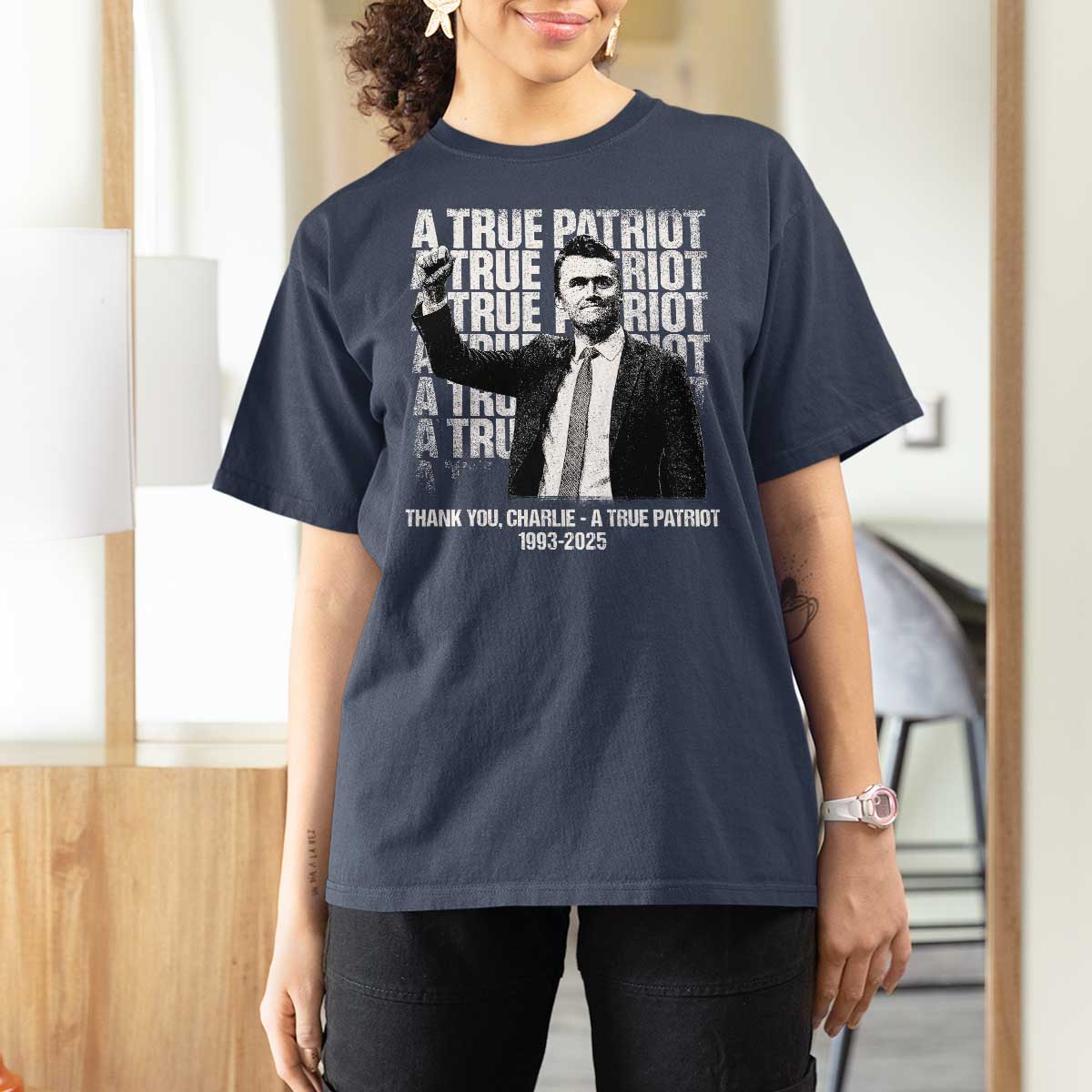Charlie Kirk Freedom T Shirt For Women Vintage A True Patriot Patriotic American - Wonder Print Shop
