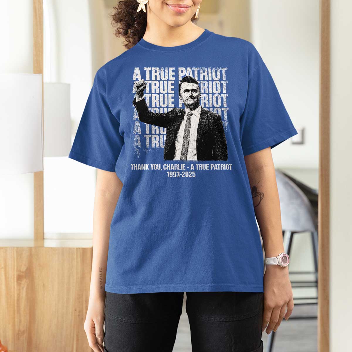 Charlie Kirk Freedom T Shirt For Women Vintage A True Patriot Patriotic American - Wonder Print Shop