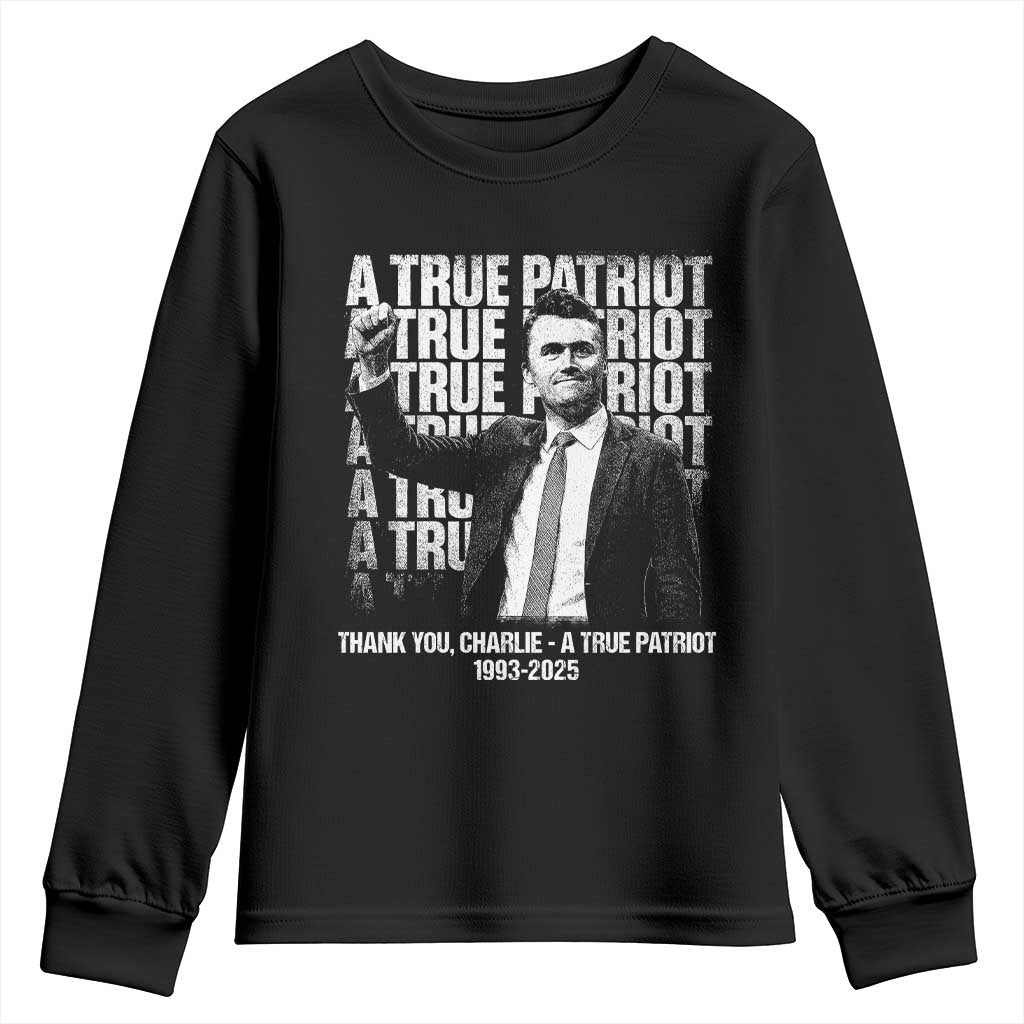 Charlie Kirk Freedom Youth Sweatshirt Vintage A True Patriot Patriotic American - Wonder Print Shop