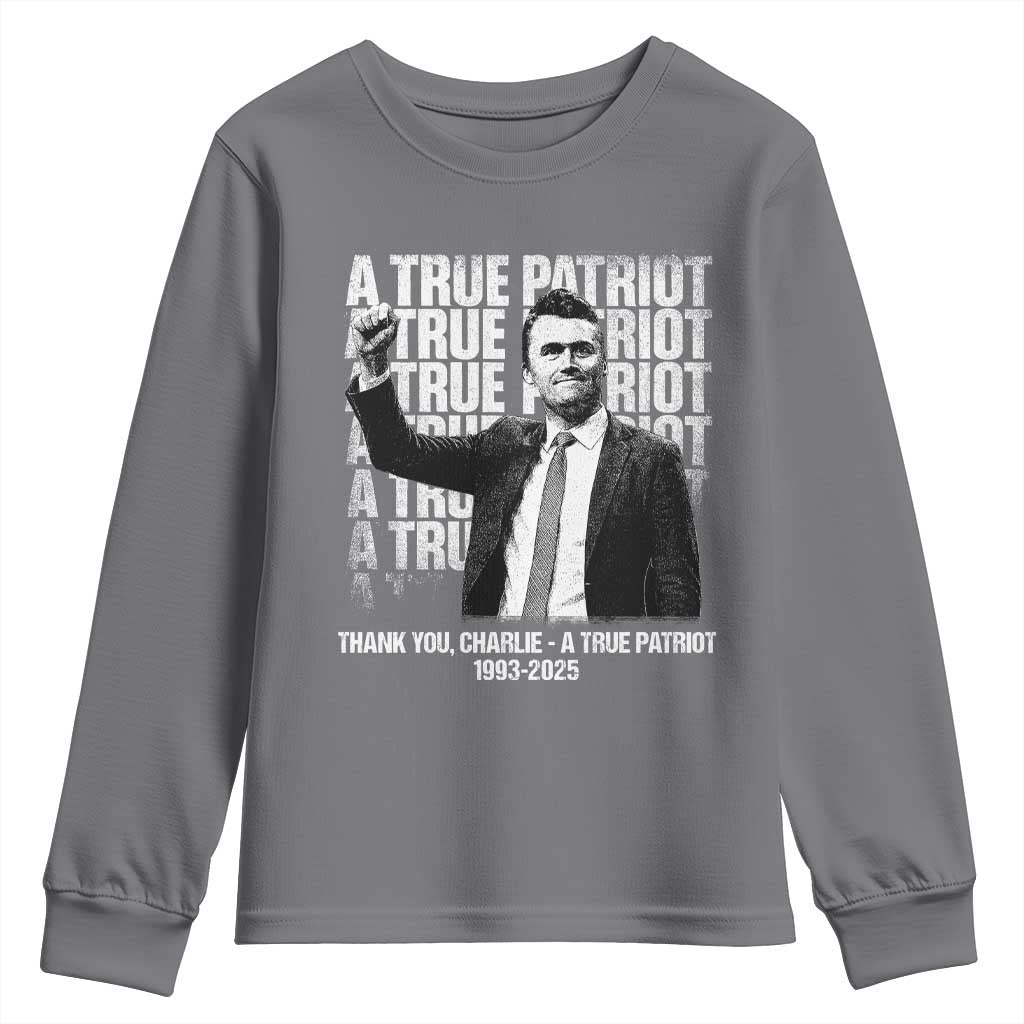 Charlie Kirk Freedom Youth Sweatshirt Vintage A True Patriot Patriotic American - Wonder Print Shop