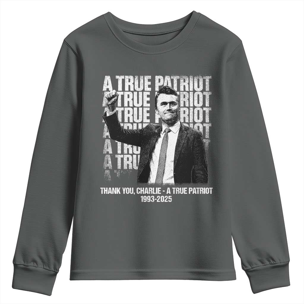 Charlie Kirk Freedom Youth Sweatshirt Vintage A True Patriot Patriotic American - Wonder Print Shop