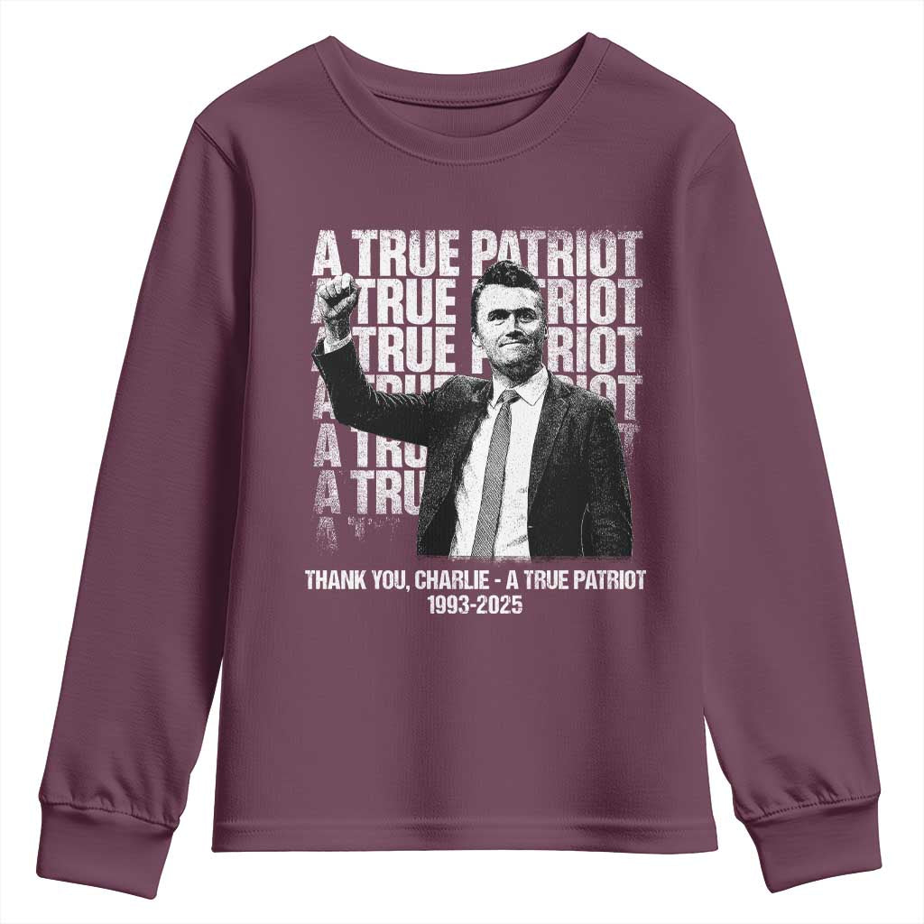 Charlie Kirk Freedom Youth Sweatshirt Vintage A True Patriot Patriotic American - Wonder Print Shop