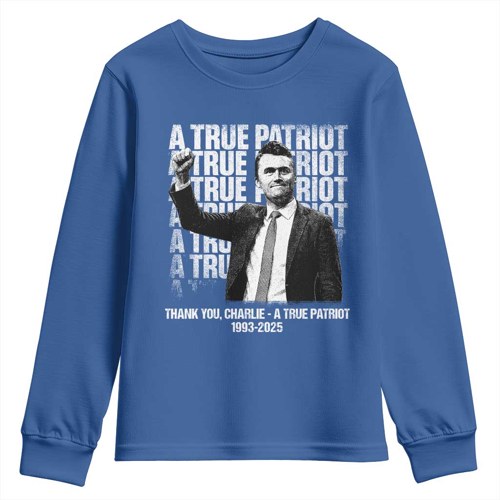 Charlie Kirk Freedom Youth Sweatshirt Vintage A True Patriot Patriotic American - Wonder Print Shop
