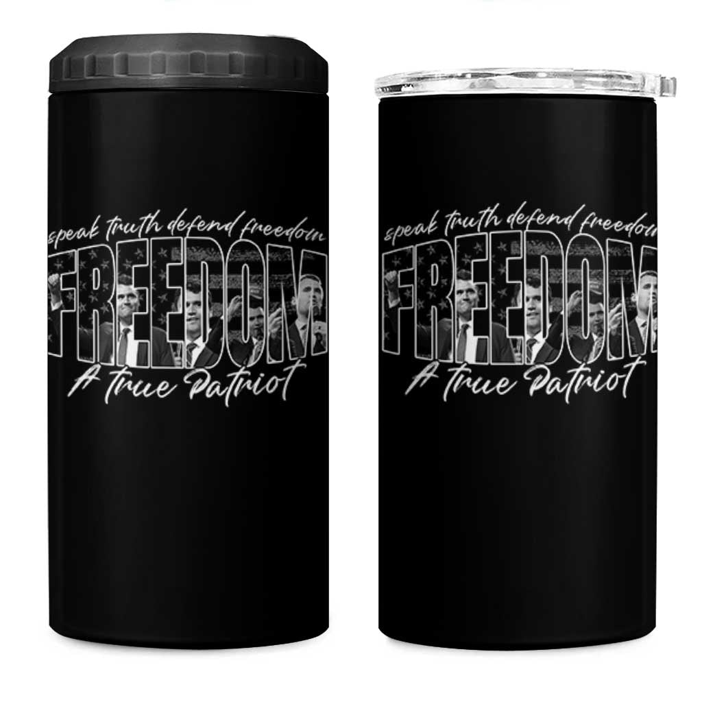Charlie Kirk Freedom 4 in 1 Can Cooler Tumbler A True Patriot Patriotic American - Wonder Print Shop