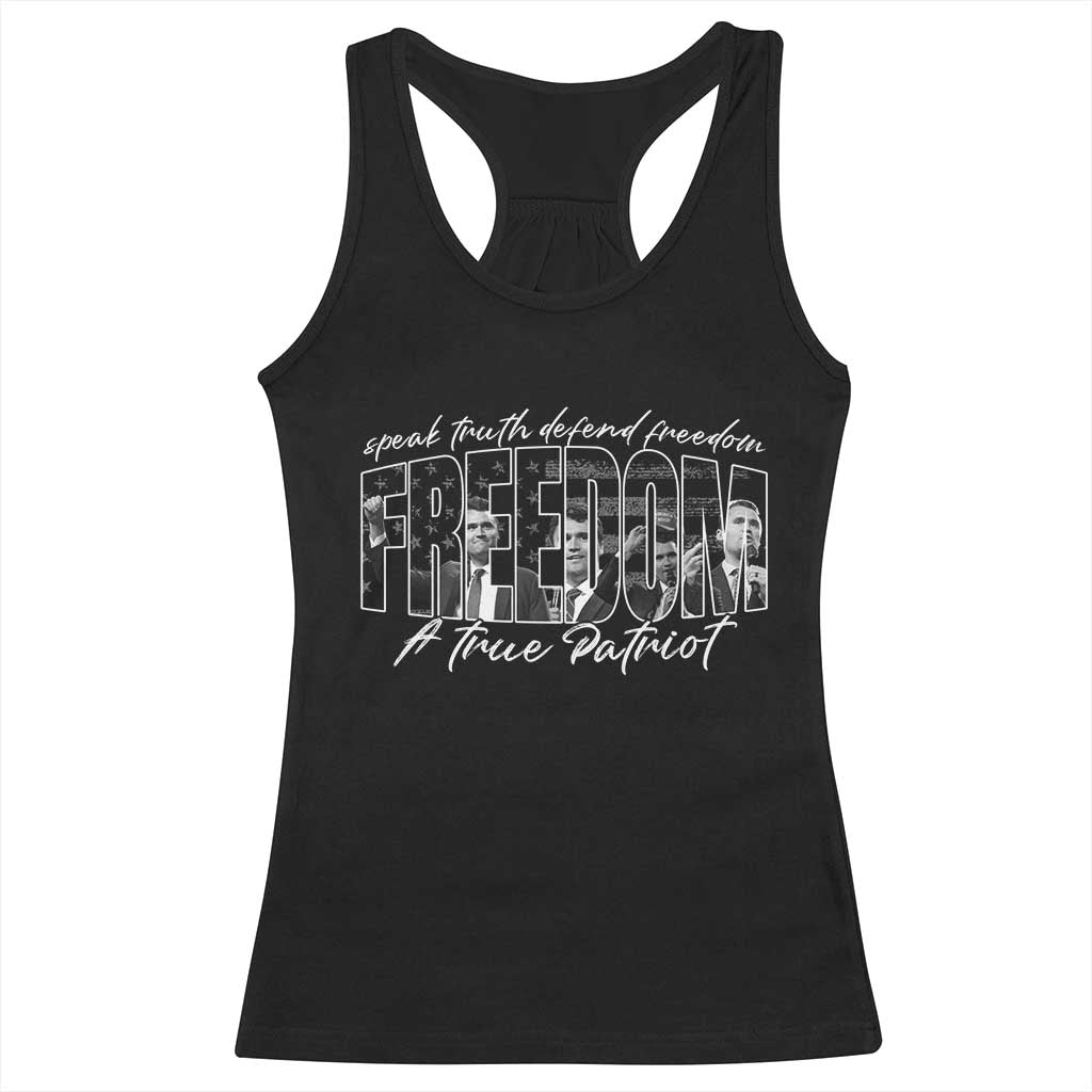 Charlie Kirk Freedom Racerback Tank Top A True Patriot Patriotic American - Wonder Print Shop
