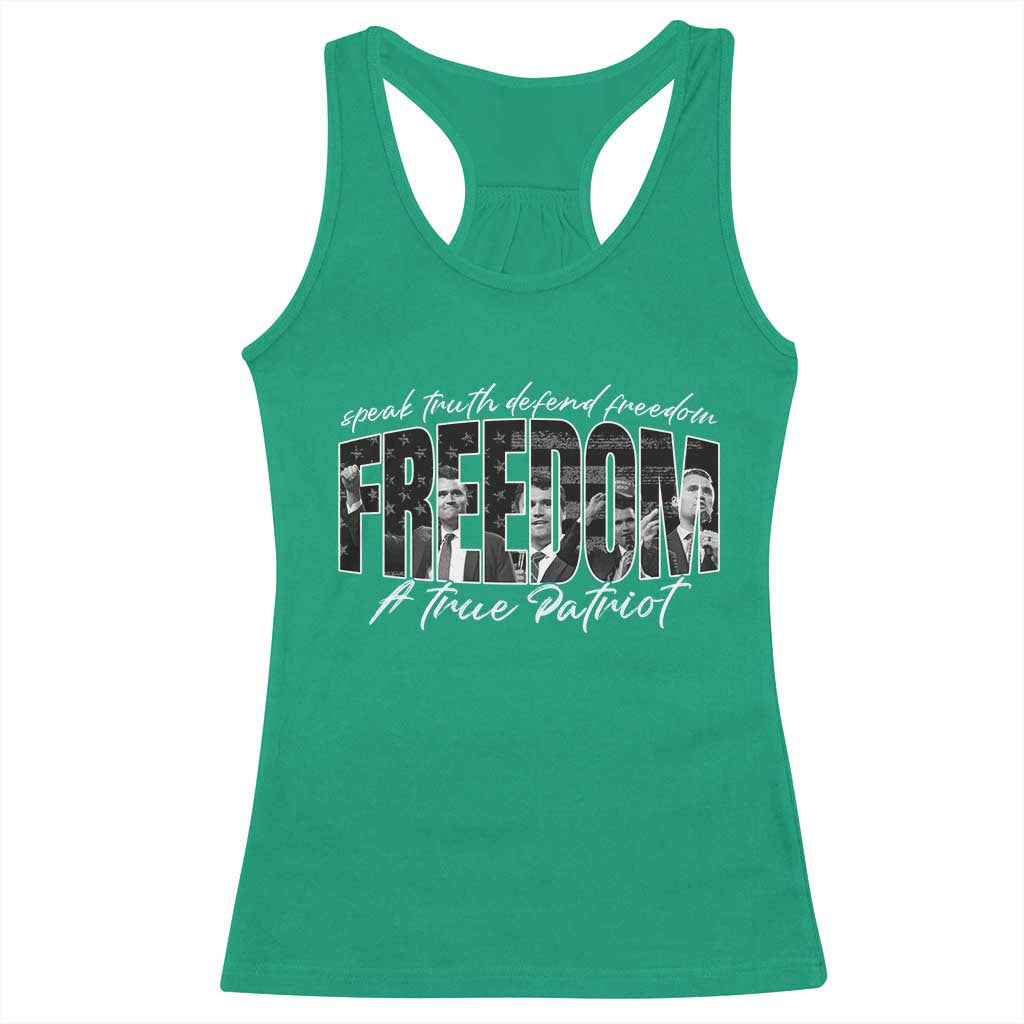 Charlie Kirk Freedom Racerback Tank Top A True Patriot Patriotic American - Wonder Print Shop
