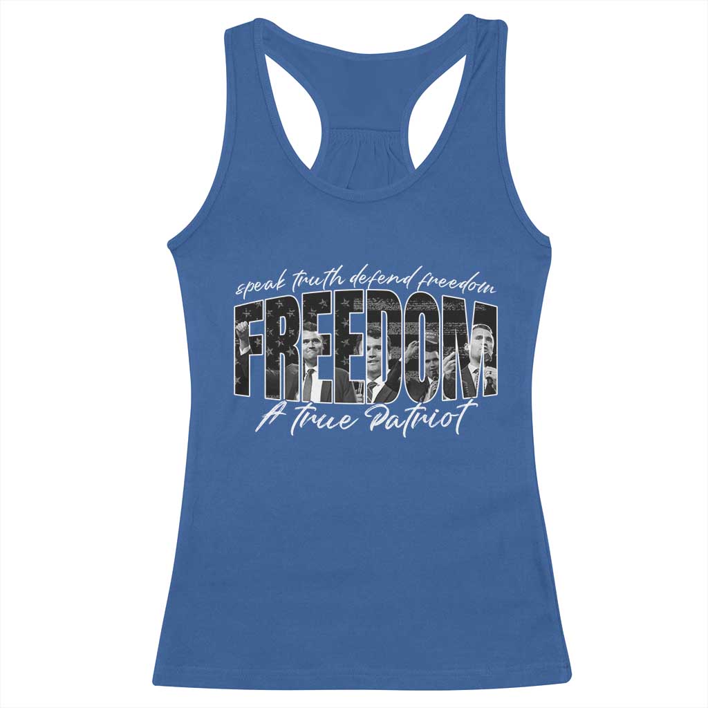 Charlie Kirk Freedom Racerback Tank Top A True Patriot Patriotic American - Wonder Print Shop