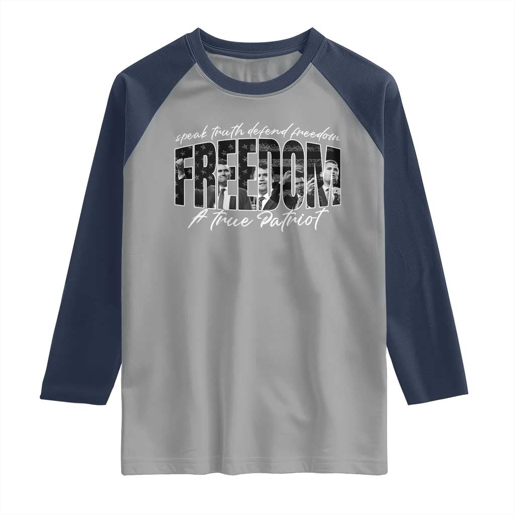 Charlie Kirk Freedom Raglan Shirt A True Patriot Patriotic American - Wonder Print Shop