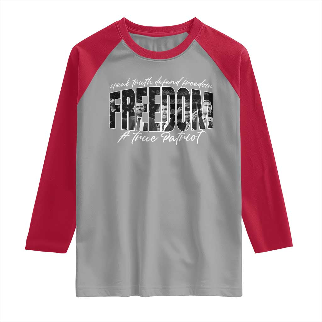 Charlie Kirk Freedom Raglan Shirt A True Patriot Patriotic American - Wonder Print Shop