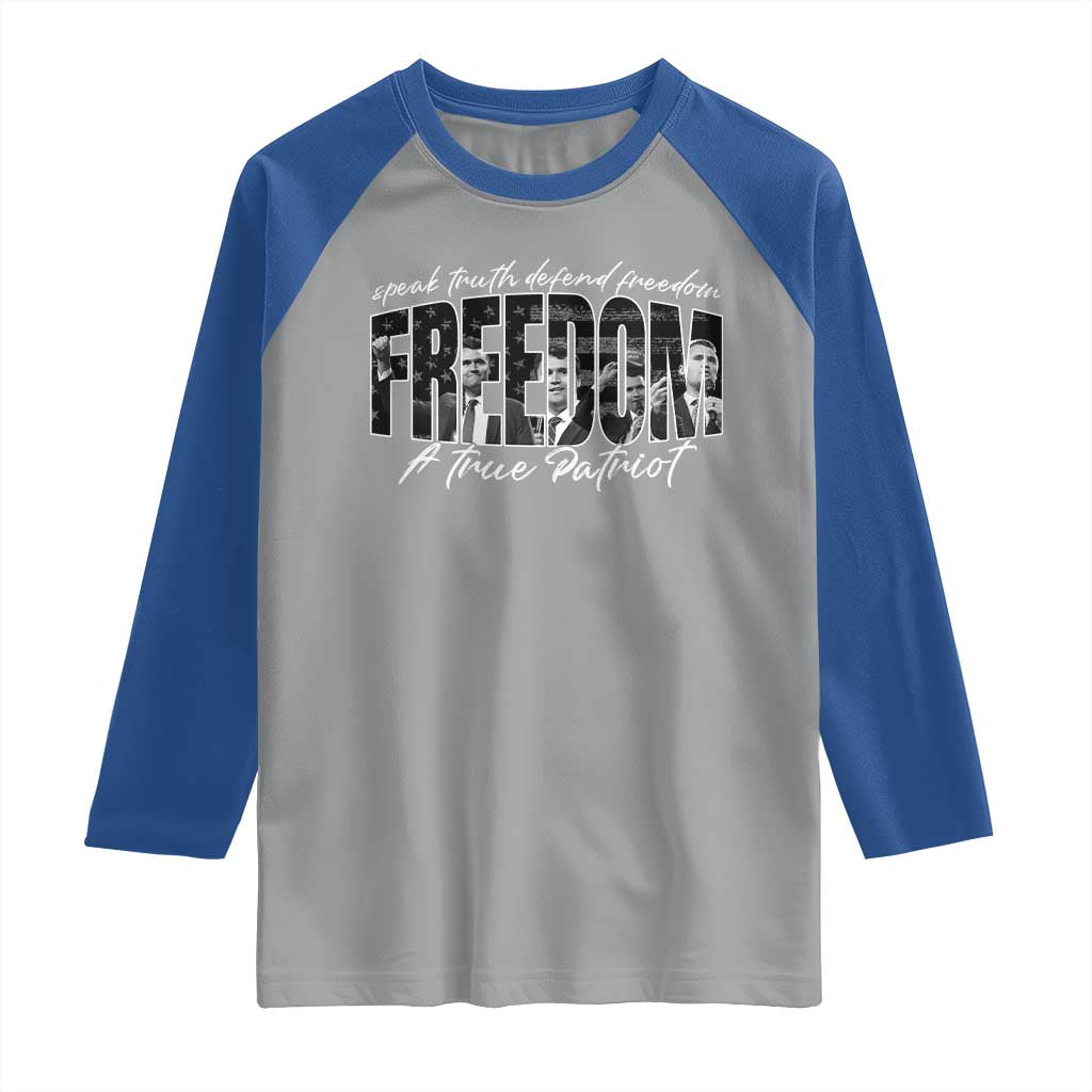 Charlie Kirk Freedom Raglan Shirt A True Patriot Patriotic American - Wonder Print Shop