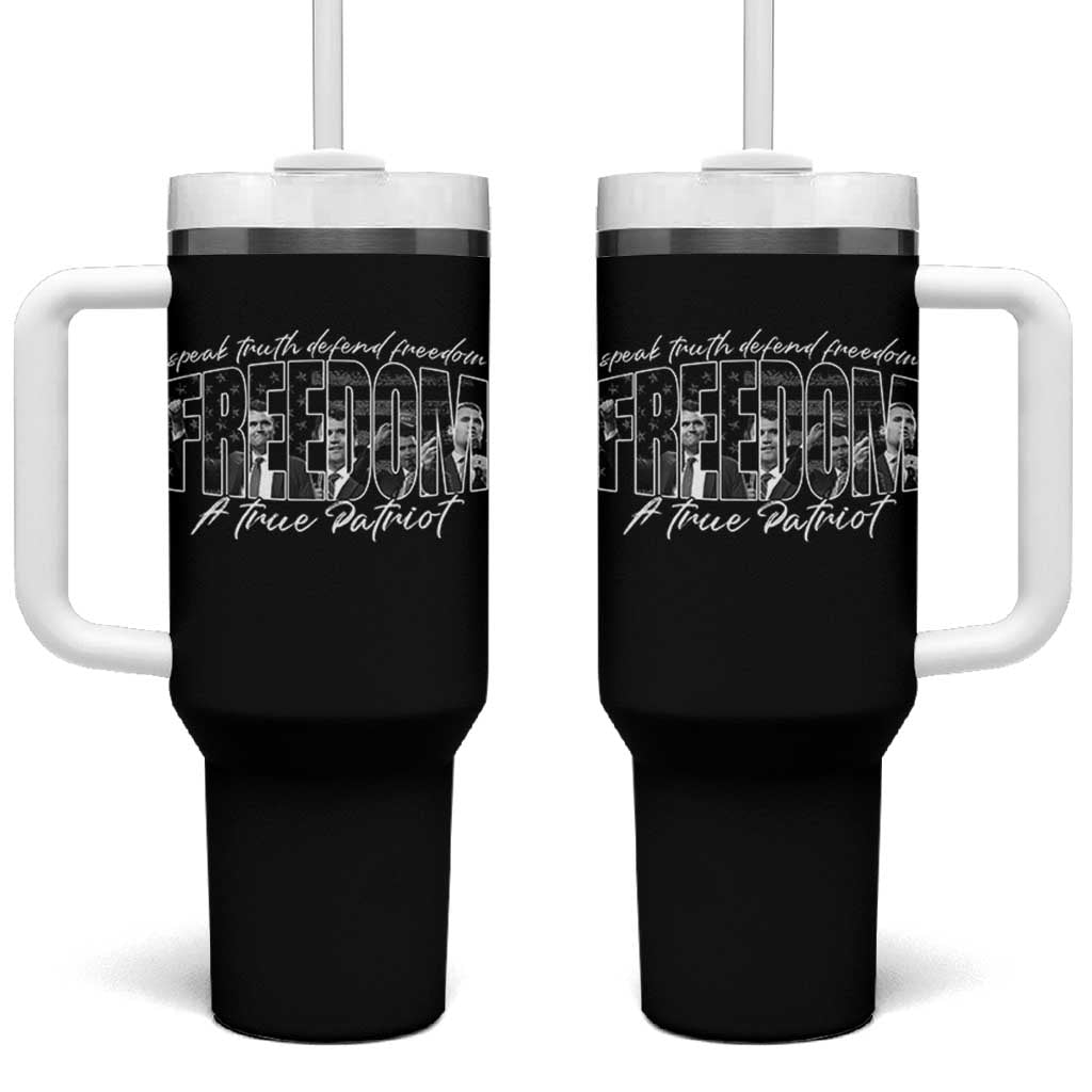 Charlie Kirk Freedom Tumbler With Handle A True Patriot Patriotic American - Wonder Print Shop