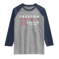 Charlie Kirk Memorial Raglan Shirt Freedom Shouldnt Cost This Much - Wonder Print Shop