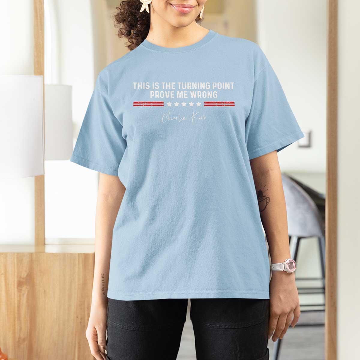 This is The Turning Point T Shirt For Women Charlie Kirk Prove Me Wrong - Wonder Print Shop
