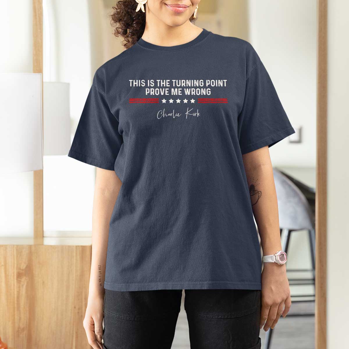 This is The Turning Point T Shirt For Women Charlie Kirk Prove Me Wrong - Wonder Print Shop