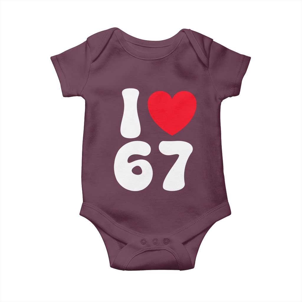 I Love 67 Baby Onesie 67th Birthday Six Seven Funny Gen Alpha Slang Saying - Wonder Print Shop