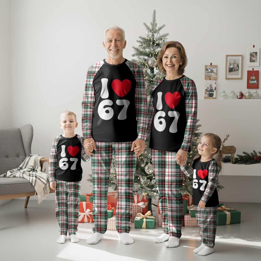 I Love 67 Plaid Pajama Set 67th Birthday Six Seven Funny Gen Alpha Slang Saying - Wonder Print Shop