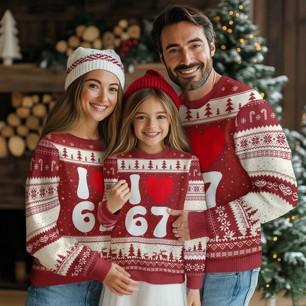 I Love 67 Ugly Christmas Sweater 67th Birthday Six Seven Funny Gen Alpha Slang Saying - Wonder Print Shop
