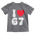 I Love 67 Toddler T Shirt 67th Birthday Six Seven Funny Gen Alpha Slang Saying - Wonder Print Shop