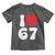 I Love 67 Toddler T Shirt 67th Birthday Six Seven Funny Gen Alpha Slang Saying - Wonder Print Shop