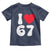 I Love 67 Toddler T Shirt 67th Birthday Six Seven Funny Gen Alpha Slang Saying - Wonder Print Shop
