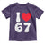 I Love 67 Toddler T Shirt 67th Birthday Six Seven Funny Gen Alpha Slang Saying - Wonder Print Shop