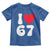 I Love 67 Toddler T Shirt 67th Birthday Six Seven Funny Gen Alpha Slang Saying - Wonder Print Shop