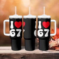 I Love 67 Tumbler With Handle 67th Birthday Six Seven Funny Gen Alpha Slang Saying - Wonder Print Shop