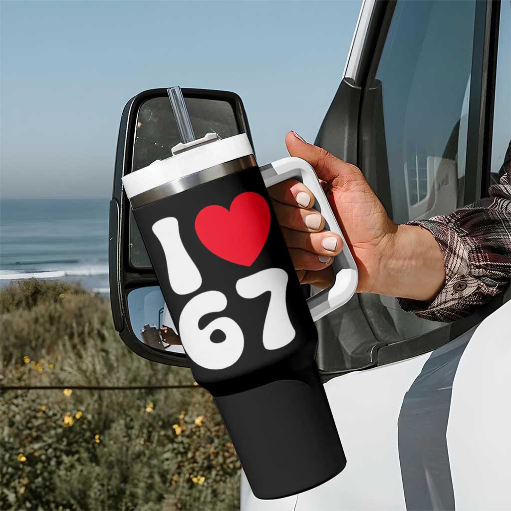 I Love 67 Tumbler With Handle 67th Birthday Six Seven Funny Gen Alpha Slang Saying - Wonder Print Shop