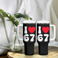 I Love 67 Tumbler With Handle 67th Birthday Six Seven Funny Gen Alpha Slang Saying - Wonder Print Shop
