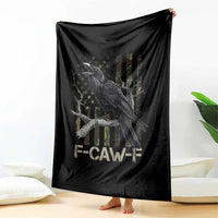 Funny Crow Throw Blanket F-Caw-F Raven Camo USA Flag Adult Humor - Wonder Print Shop