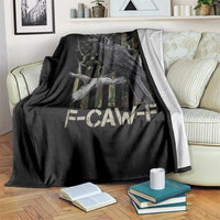 Funny Crow Throw Blanket F-Caw-F Raven Camo USA Flag Adult Humor - Wonder Print Shop