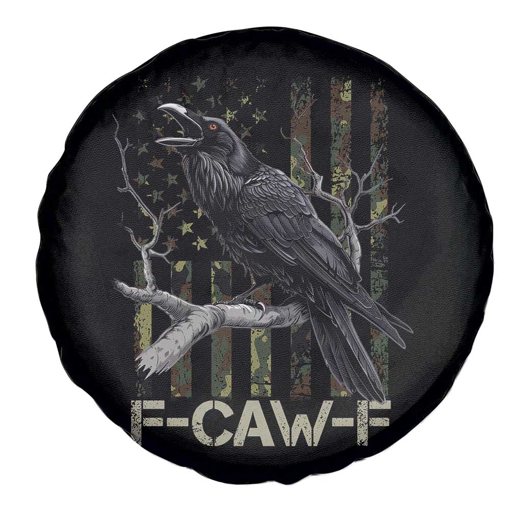 Funny Crow Spare Tire Cover F-Caw-F Raven Camo USA Flag Adult Humor - Wonder Print Shop