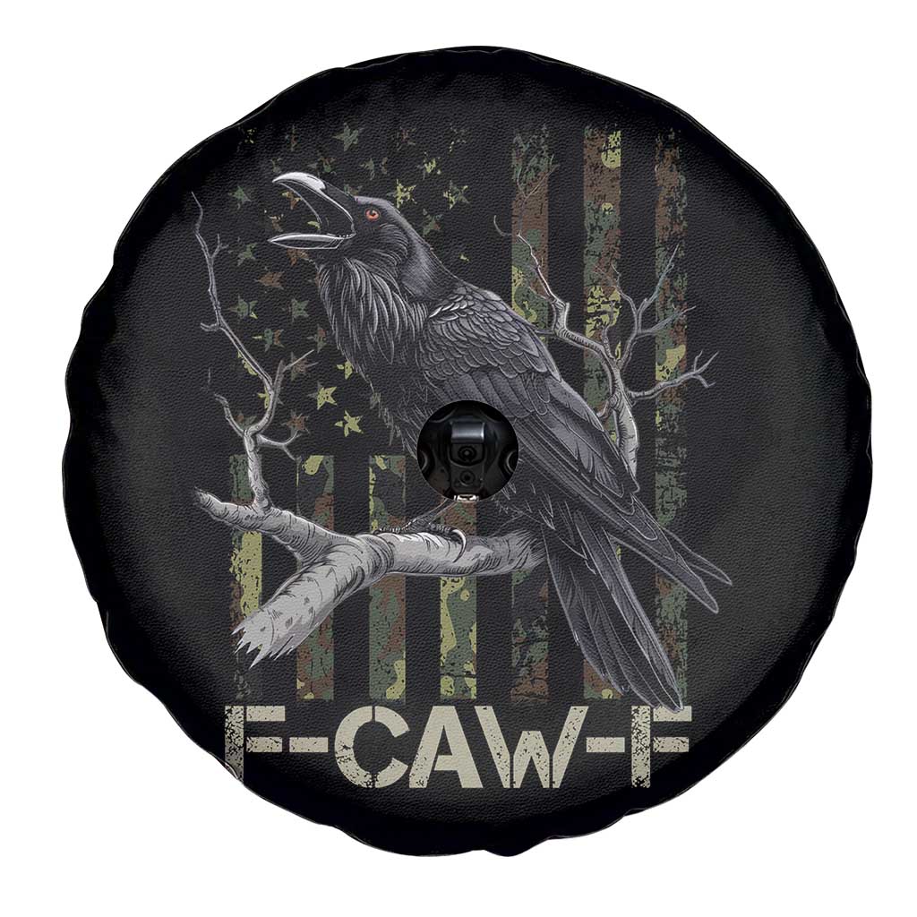 Funny Crow Spare Tire Cover F-Caw-F Raven Camo USA Flag Adult Humor - Wonder Print Shop