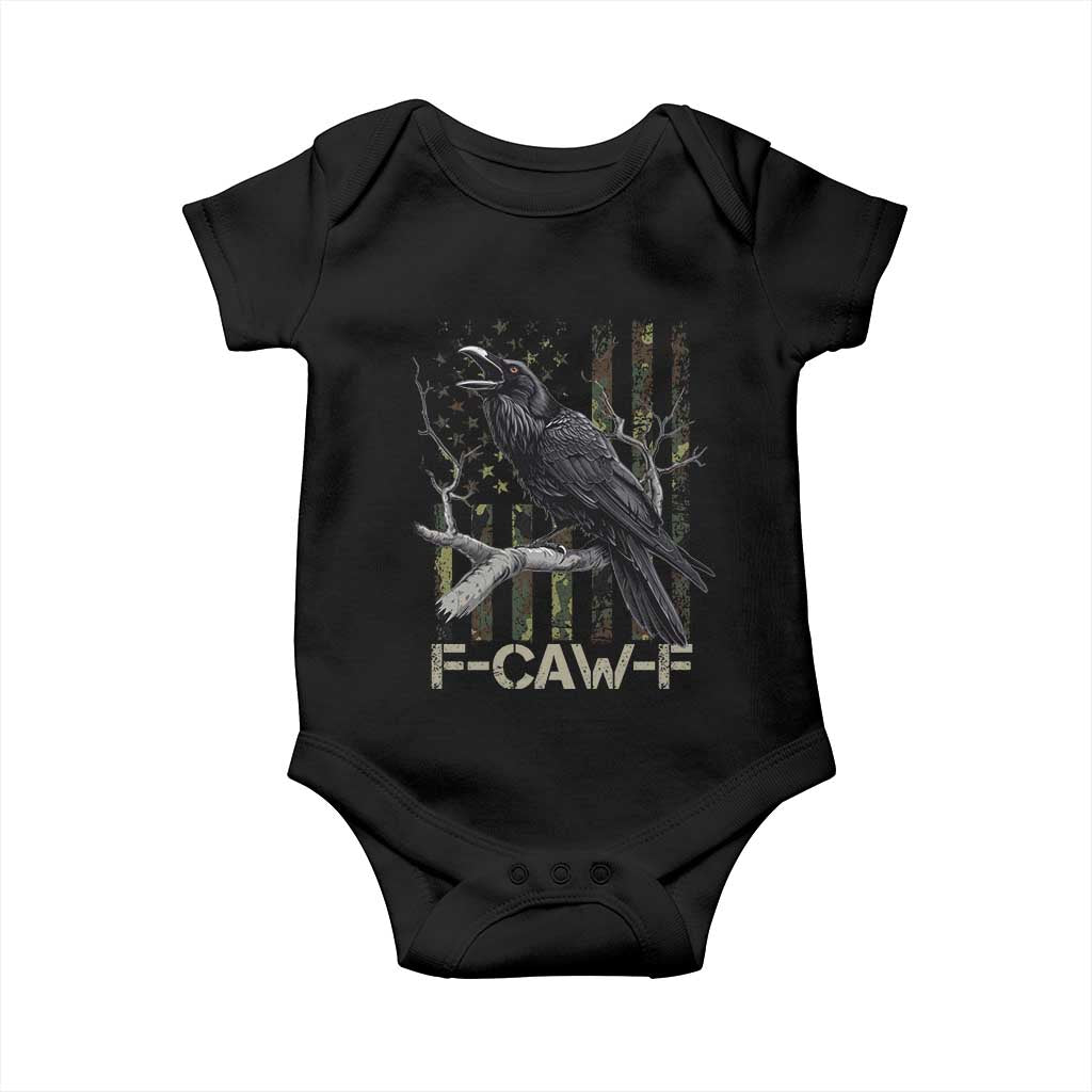 Funny Crow Baby Onesie F-Caw-F Raven Camo USA Flag Adult Humor - Wonder Print Shop