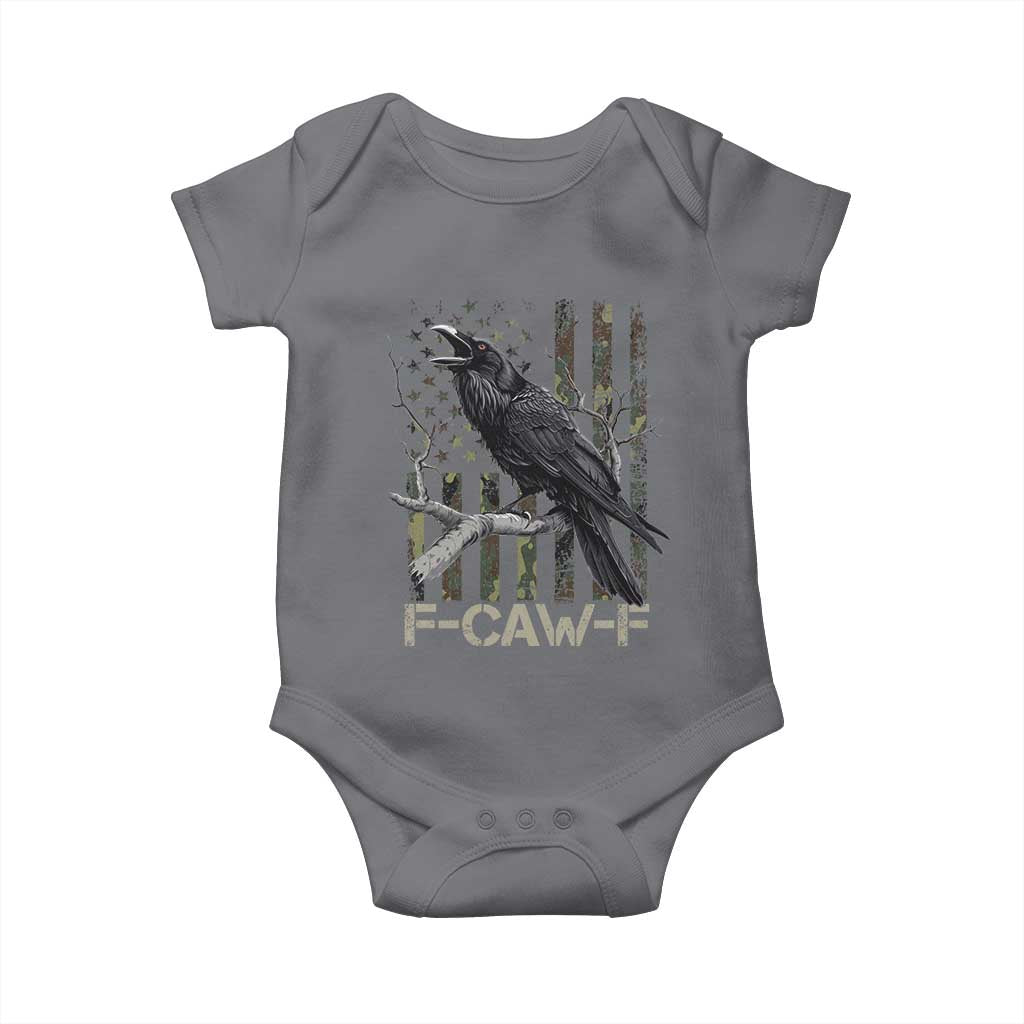 Funny Crow Baby Onesie F-Caw-F Raven Camo USA Flag Adult Humor - Wonder Print Shop