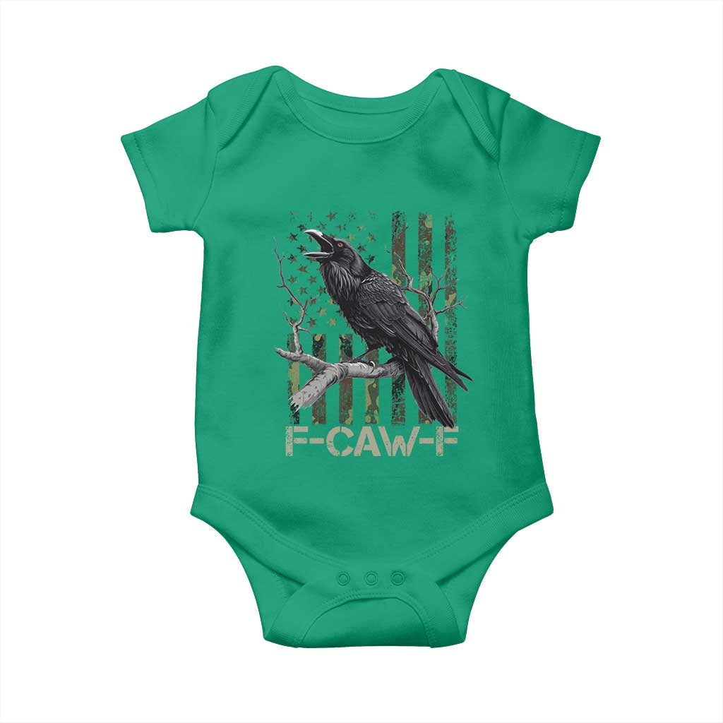 Funny Crow Baby Onesie F-Caw-F Raven Camo USA Flag Adult Humor - Wonder Print Shop