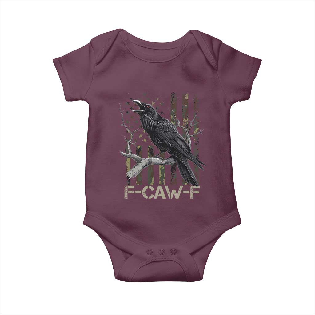 Funny Crow Baby Onesie F-Caw-F Raven Camo USA Flag Adult Humor - Wonder Print Shop