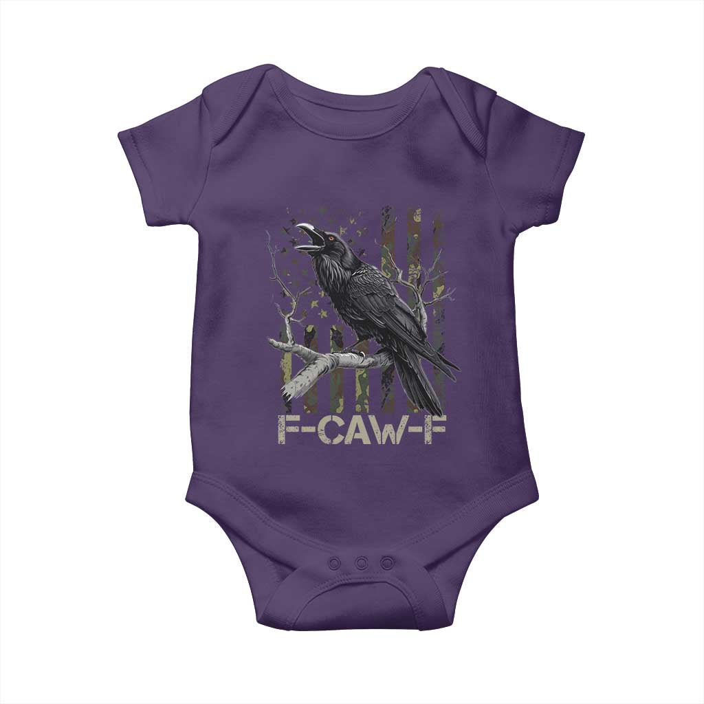 Funny Crow Baby Onesie F-Caw-F Raven Camo USA Flag Adult Humor - Wonder Print Shop