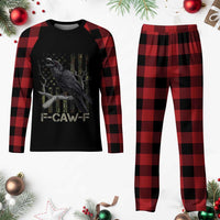 Funny Crow Plaid Pajama Set F-Caw-F Raven Camo USA Flag Adult Humor - Wonder Print Shop