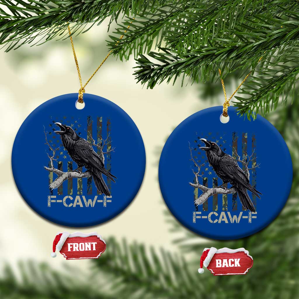 Funny Crow Ceramic Ornament F-Caw-F Raven Camo USA Flag Adult Humor - Wonder Print Shop