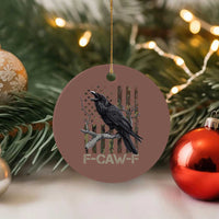 Funny Crow Ceramic Ornament F-Caw-F Raven Camo USA Flag Adult Humor - Wonder Print Shop