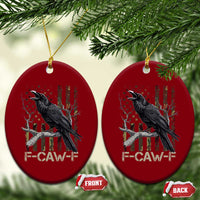 Funny Crow Ceramic Ornament F-Caw-F Raven Camo USA Flag Adult Humor - Wonder Print Shop